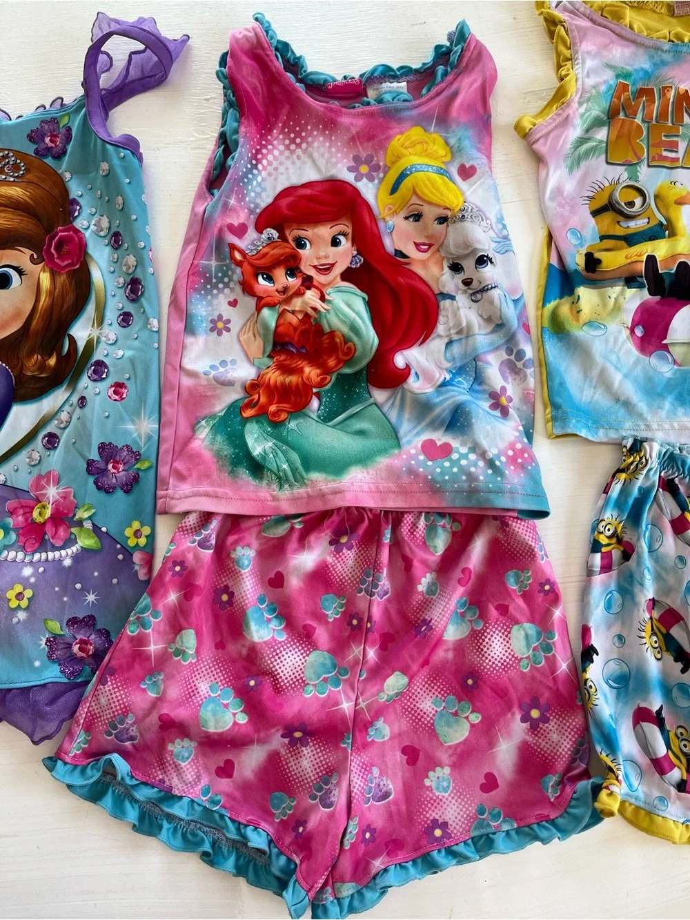 Disney Pink, Teal & Purple Toddler Girls Character Pajama Set Trio - Picture 3 of 6